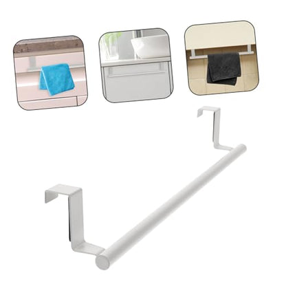 Healifty Stainless Steel Over Door Towel Rack Versatile Towel Storage Holder for Cabinets Bathrooms Accommodates Multiple Towels for Space Saving Areas