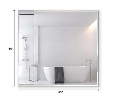 36 Inch Square Frameless Bathroom Vanity Mirror with Beveled Edge - Shatterproof Wall Mounted Decorative Glass with Safety Backing for Living Room Bedroom Hallway Entryway - Fab Glass and Mirror - size: 36"L x 36"W, style: Square