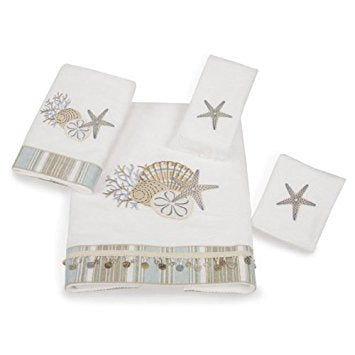 Avanti Linens- Washcloth, Soft & Absorbent Cotton Towel (By the Sea Collection, White) - color: White, size: Washcloth