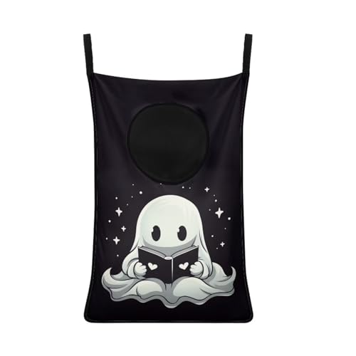ZFRXIGN Halloween Ghost Hanging Laundry Hamper Black Skull Laundry Bag for Bedroom, Bathroom Over The Door Hamper Storage Organizer Dirty Cloth Hampers Laundry Baskets Space Saving - color: Cute Ghost