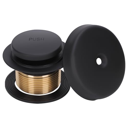 PRIMSOPH Tip-Toe Tub Drain Trim Kit with One Hole Overflow Faceplate Conversion Kit Assembly Universal Fine Coarse Thread Replacement Matte Black - color: Matte Black, style: One Hole