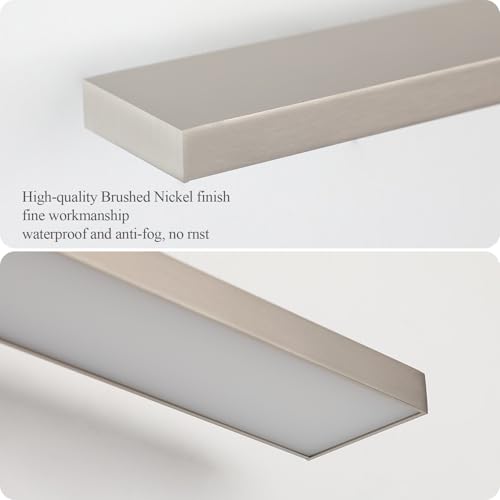 Ralbay Brushed Nickel Vanity Light for Bathroom Metal Acrylic Modern LED Bathroom Light Fixtures Brushed Nickel 24inch - color: Brushed Nickel, size: 24 inch