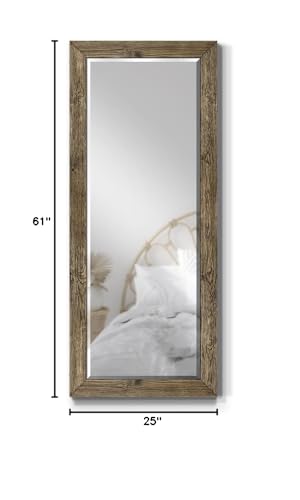 Barnwood Wood Full Length Mirror - Distressed Tonal Walnut (AR2-L05S) - color: Walnut, size: 61"L x 25"W