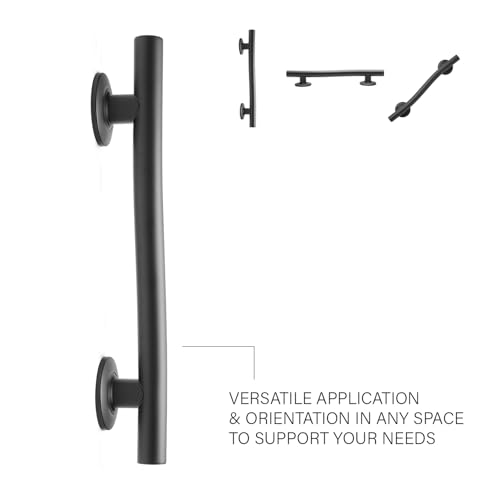 Seachrome 18'' Designer Wave Shaped Shower Grab Bar, Matte Black (GW-3518-QCR-MB) - color: Matte Black, size: 18