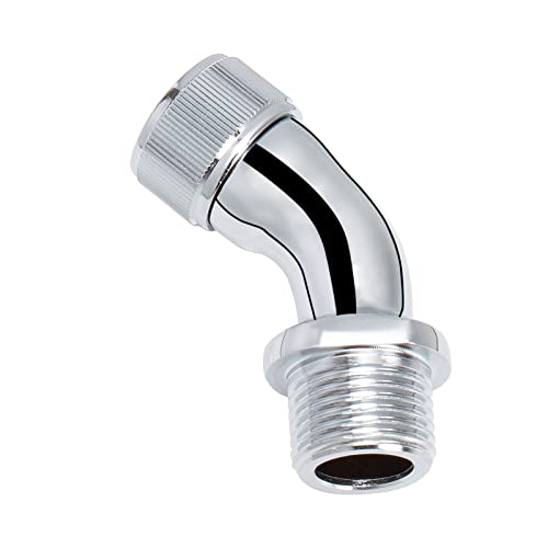 NearMoon Shower Elbow Adapter for Shower Head, Solid Brass 45°G1/2 Male to Female Shower Arm Extension Connector, Polish Chrome (Medium) - style: Medium