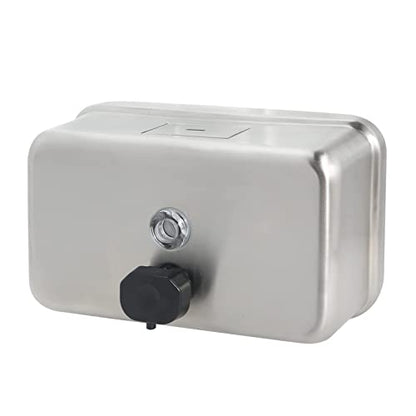Stardrix Heavy Duty Stainless Steel Wall Mount Soap Dispenser, 1100ml/37oz, with Corrosion Proof Lining and Anti-Leak Pump for Commercial & Home Bathroom Kitchen (Horizontal) - size: Horizontal