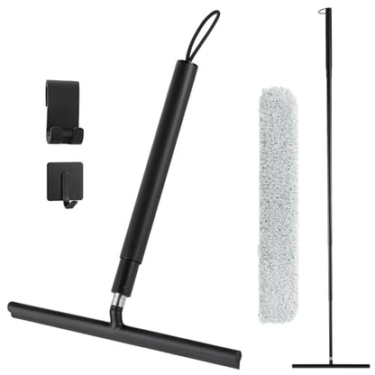 wlich Shower Squeegee with Long Handle, 57" Telescopic Window Squeegee for Shower Glass,Floor,Tile and Car Windshield