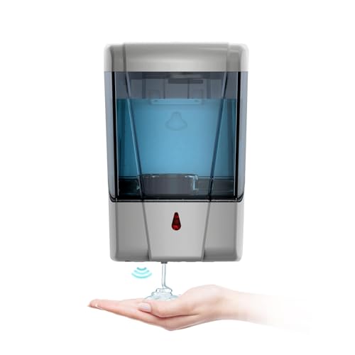 Automatic Soap Dispenser 20fl oz/600ml Touchless Wall Mount Liquid ABS Auto Hands Free Touchless Soap Dispensers Bathroom Kitchen 9031 Silver - color: Silver