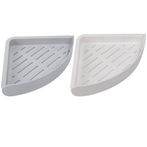 jojofuny 2Pcs Wall Corner Shelf for Bathroom Plastic Triangle Storage Racks with Drainage Design Easy Install Strong Adhesion Space-Saving Organizer for Shower Shampoo and Toiletries