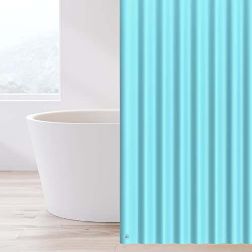 EHZNZIE Aqua Shower Curtain Liner 72x72, PEVA Waterproof Bath Curtain, No Chemical Smell, 3 Weighted Magnets, Durable with Rustproof Metal Grommets - color: Aqua, size: 72"W x 72"L (Pack of 1)
