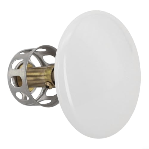 Bathroom Basin Drain With Strainer Basket For Countertop Bathtub, Brass And Ceramic Up Stopper(White) - color: White