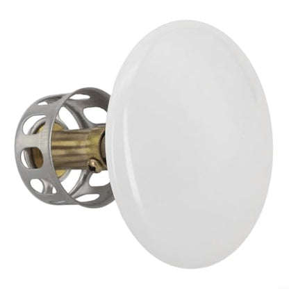 Bathroom Basin Drain With Strainer Basket For Countertop Bathtub, Brass And Ceramic Up Stopper(White) - color: White