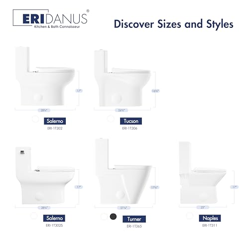 One Piece Toilet Elongated Dual Flush, 17.3" ADA Seat, White | ADA Compliant 17.3" chair height with soft close seat, Dual flush 1.1/1.6 GPF, Elongated toilet bowl, 12" rough-in, White - color: White 365Model
