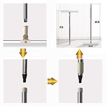 20 in Silicone Floor Squeegee 65 in Long Handle for Floor Window Cleaning | Shower Squeegee Scrubber Combi with Pole Extendable Telescopic Adjustable Stainless Glass Squeegee Bathroom shower