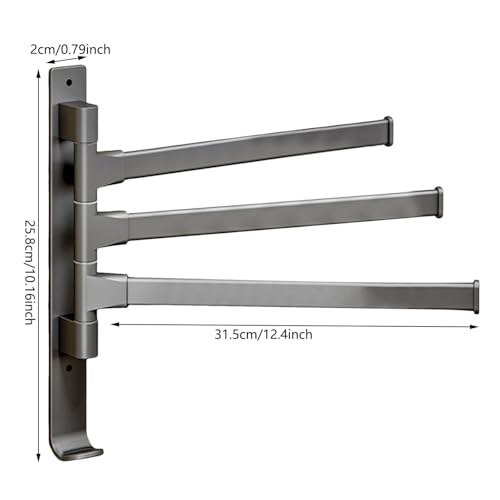 180° Swivel Towel Rack, Thicken 1-4 Arm Towel Bar, No Drill Towel Rack, Space Saving Wall Mounted Towel Holder with Hook, Swing Out Towel Hanger for Bathroom Kitchen Use (3 Arm) - color: 3 Arm