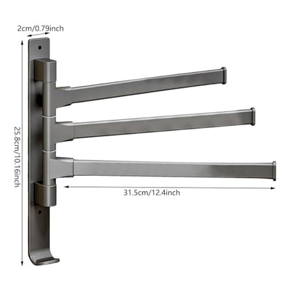 180° Swivel Towel Rack, Thicken 1-4 Arm Towel Bar, No Drill Towel Rack, Space Saving Wall Mounted Towel Holder with Hook, Swing Out Towel Hanger for Bathroom Kitchen Use (3 Arm) - color: 3 Arm