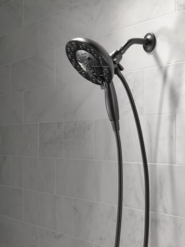 Delta Faucet 5-Spray In2ition Dual Shower Head with Handheld Spray, H2Okinetic Matte Black Shower Head with Hose, Showerheads, Handheld Shower Heads, Magnetic Docking, Matte Black 58480-BL-PK - color: Matte Black