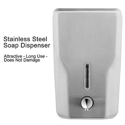 Wall Mount Stainless Steel Soap Dispenser Bathroom, 48oz (1400ml) | Commercial Wall Mounted Metal Liquid Refillable Hand Soap Dispenser