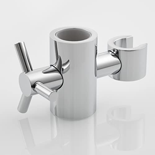 Brass Handheld Shower Bracket Adjustable Shower Head Holder for Slide Bar 25mm O.D, Chrome, ST38A - color: Chrome