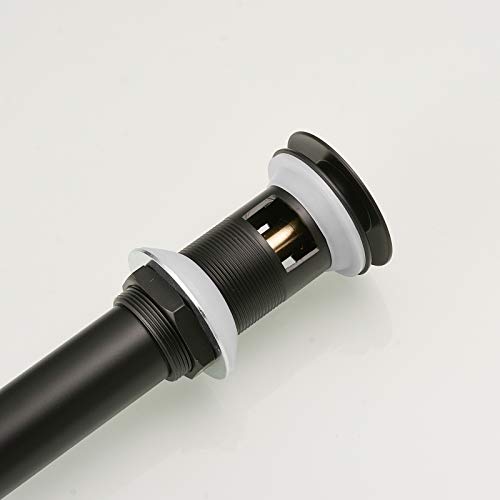 15/8" Bathroom Faucet Vessel Vanity Sink Pop Up Drain Assembly Stopper | Fits Bathroom Standard Sink Hole 1-1/2" to 1-3/4" Matte Black Plug With Overflow Push & Seal by Homevacious - color: Matte Black, style: With Overflow