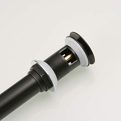15/8" Bathroom Faucet Vessel Vanity Sink Pop Up Drain Assembly Stopper | Fits Bathroom Standard Sink Hole 1-1/2" to 1-3/4" Matte Black Plug With Overflow Push & Seal by Homevacious - color: Matte Black, style: With Overflow