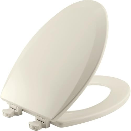 Bemis 1500EC Durable Wood Toilet Seat with Easy Clean Hinges, Made in USA, Elongated, Biscuit - color: Biscuit, size: Elongated
