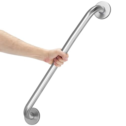 AmazerBath Long Grab Bars for Bathtubs and Showers Anti Slip, 32" L x 1.25" D, Handicap Grab Bars Stainless Steel, Shower Grab Bars for Seniors, Bathtub Handle Bars for Bathroom Holds 500LBS - color: Brushed Nickel, size: 32"L x 1.25"D