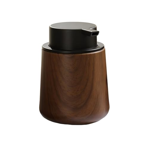 Walnut Wood Grain Foaming Soap Dispenser, Refillable Foam Bottle | Foaming Hand Soap Pump Dispenser for Bathroom, Kitchen, Modern Farmhouse Decorative Liquid Soap Dispenser, 9 oz
