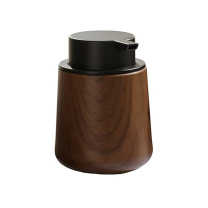 Walnut Wood Grain Foaming Soap Dispenser, Refillable Foam Bottle | Foaming Hand Soap Pump Dispenser for Bathroom, Kitchen, Modern Farmhouse Decorative Liquid Soap Dispenser, 9 oz