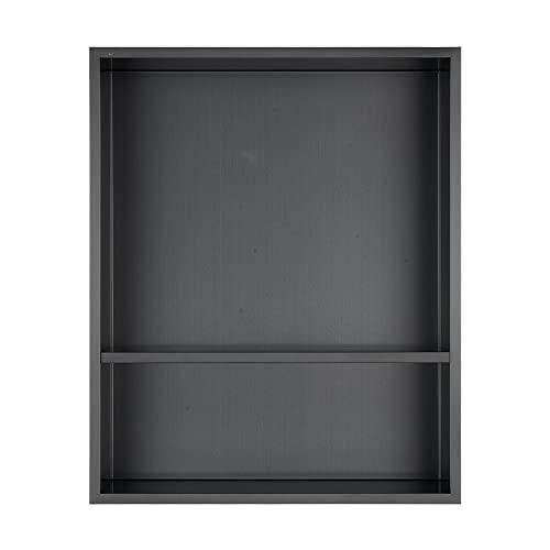 Shower Niche, 16"x20" No Tile Needed, The Insert Storage Rectangle Double Shower Shelf is Easy to Install, Stainless Steel, Black Grey - size: 16"x20"