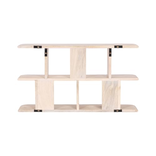 Kate and Laurel Madero Transitional Solid Wood Wall Shelf, 30 x 6 x 17, Whitewash, Modern Small Ladder Shelf for Use as Living Room Display Shelf or Over Toilet Storage Shelf - color: White