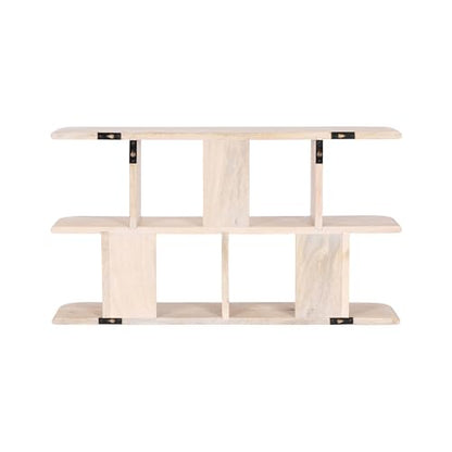 Kate and Laurel Madero Transitional Solid Wood Wall Shelf, 30 x 6 x 17, Whitewash, Modern Small Ladder Shelf for Use as Living Room Display Shelf or Over Toilet Storage Shelf - color: White