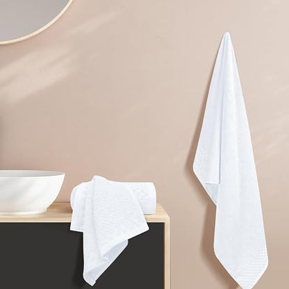 MyOwn Ultra Soft 3 Pack Cotton Towel Set, Contains a Bath Towels 28x55 inch, a Hand Towels 16x24 inch & a Wash Coths 12x12 inch, Ideal Everyday use, Compact & Lightweight - White - color: White, size: 3 Pack Set