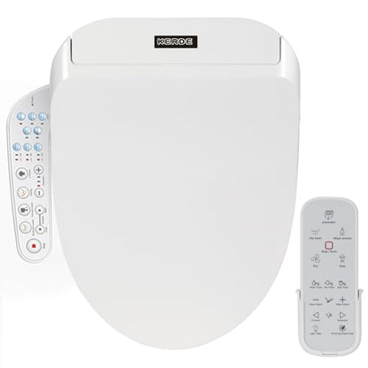 KERDE P30B Bidet Toilet Seat - Dual Control (Side Panel & Remote), Warm Water Wash, Heated Seat, Warm Air Dryer, LED Night Light,Existing Toilets Electric Bidet Elongated Electronic Heated Smart - style: Minimalist