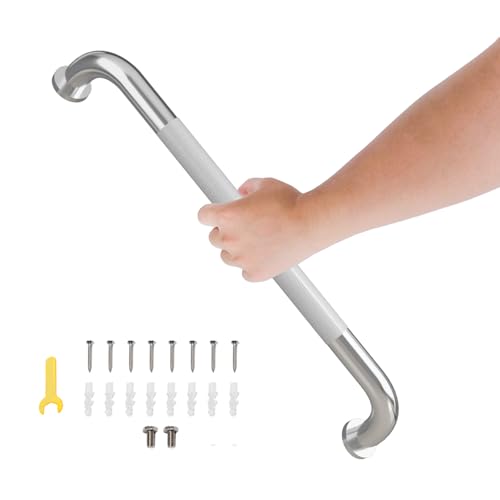 16 Inch Shower Grab Bar, Bathroom Grab Bar Handle with Anti-Slip Knurled Grip, Stainless Steel Bath Balance Bar, 1.0" Diameter Bath Safety Bar Support for Seniors Elderly Pregnant, Brushed Nickel - color: Brushed Nickel, size: 16 Inch