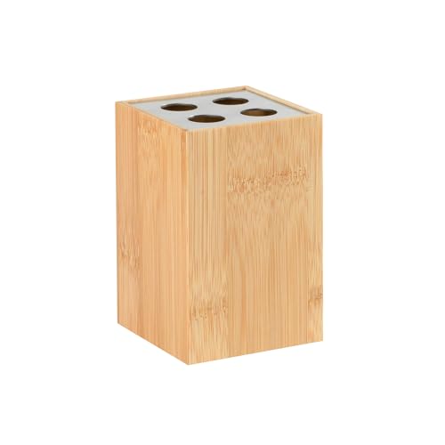 Fuller’s Bamboo Bathroom Counter Set – Eco-Friendly & Water-Resistant Sink Organizer | 4-Piece Vanity Tray, Soap Dispenser, Toothbrush Holder & Storage Container