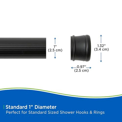 Kenney KN609L/5 Twist & Fit No Tools Spring Tension Standard Shower Curtain Rod with Non-Slip, Non-Scratch Ends, 42-72" Adjustable Length, Easy Install, Black, 1" Diameter Rust Resistant Steel Tube - color: Black