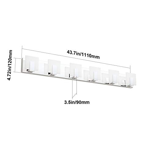 Aipsun 6 Lights Dimmable Modern LED Bathroom Vanity Light Acrylic Stainless Steel Chrome Up and Down Bathroom Wall Light Over Mirror(White Light 6000K) - size: 6 Lights