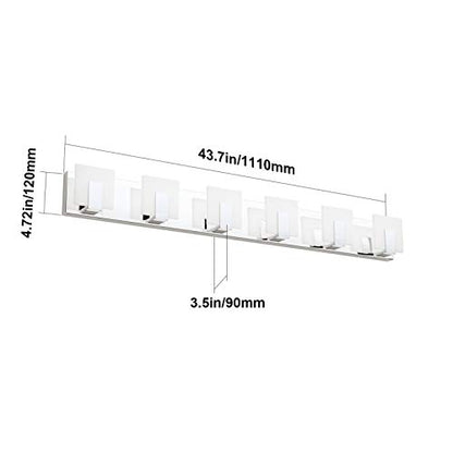 Aipsun 6 Lights Dimmable Modern LED Bathroom Vanity Light Acrylic Stainless Steel Chrome Up and Down Bathroom Wall Light Over Mirror(White Light 6000K) - size: 6 Lights