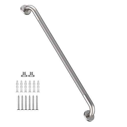 36 Inch Anti Slip Shower Grab Bar, Munzong Satin Brushed Nickel Bathroom Grab Bar, Knurled Bathroom Balance Bar,Safety Hand Rail Support Handicap Elderly Injury Senior Assist Bath Handle | Wall Mount Knurled Bathroom Balance Bar Safety Hand Rail Support H