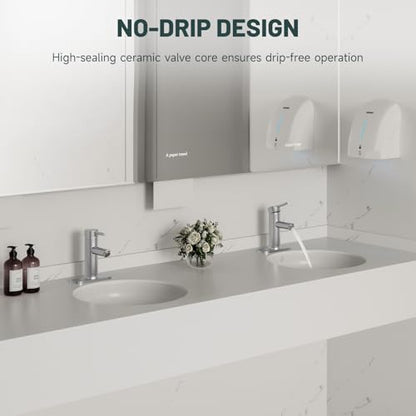 Bathroom Faucet for 1 or 3 Holes, Brushed Nickel, Brass | Single Handle Bathroom Sink Faucets, Modern Commercial Lavatory Vanity Faucet, with Deck Plate and Supply Line, Pop Up Drain - color: Brushed Nickel