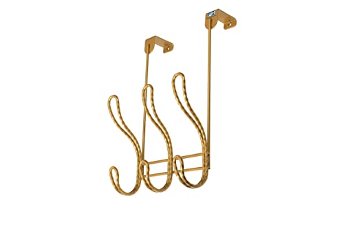 Twisted Design Over The Door Hook Rack, Over The Door Towel Rack, Door Hanger, Door Coat Hanger, Over The Door Coat Rack, for Bathroom, Bedroom or Laundry Room (Gold with 6 Hooks) - style: Gold with 6 Hooks