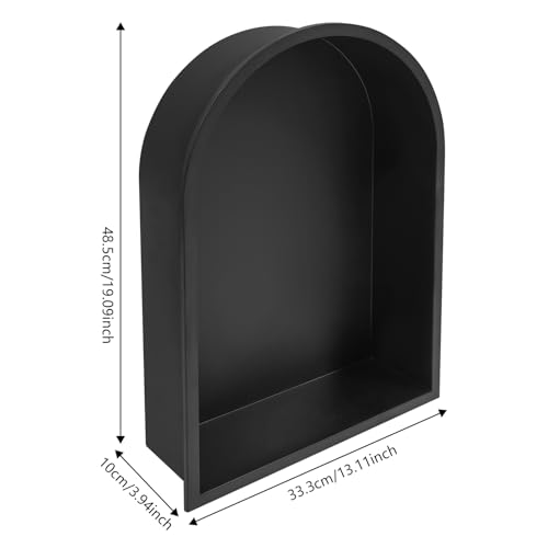 Recessed Arched Shower Niche, 12" X 18" Stainless Steel Shower Niche, Stainless Steel Bathroom Shelf, NO Tile Needed Bathroom Storage for Shower Wall (Black) - color: Black