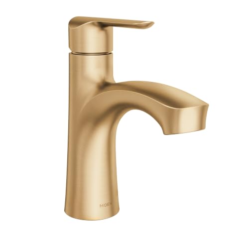 Moen Findlay Bronzed Gold Single-Handle Bathroom Faucet, Single-Hole Setup with Deckplate, 84516BZG - color: Bronzed Gold