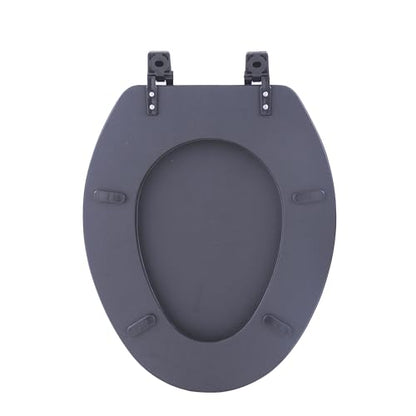 PowerSellerUSA Vinyl Soft Elongated Toilet Seat, Adjustable Hinges Toilet Seats with Non Slip Grip Tight Bumpers, Oval Shape Heavy Duty Plastic Bathroom Toilet Seat Close Lid Set, Black - color: Black - Vinyl, size: 19" Elongated