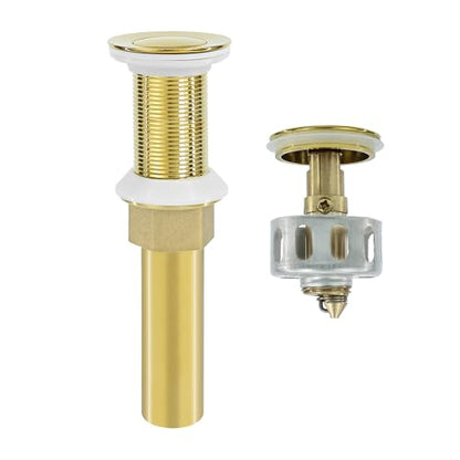 Bathroom Sink Drain,Drain Stopper Gold Stainless Steel Bathroom Sink Without Overflow,Small Cap Pop Up Drain Assembly with Detachable Strainer Basket,Built-in Anti-Clogging - color: Gold-small Cap, style: Without Overflow