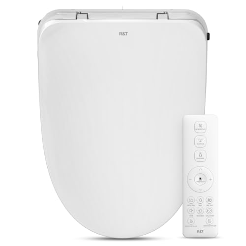 R&T V303 Electric Bidet Seat, Auto-Open Elongated Toilet Seat, Instant Warm Water, Adjustable Heated Seat, Air Dryer, Night Light, Remote Control, Bidet Attachment for Toilet - color: V303 ● Luxy/Auto Open