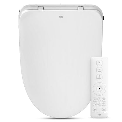 R&T V303 Electric Bidet Seat, Auto-Open Elongated Toilet Seat, Instant Warm Water, Adjustable Heated Seat, Air Dryer, Night Light, Remote Control, Bidet Attachment for Toilet - color: V303 ● Luxy/Auto Open