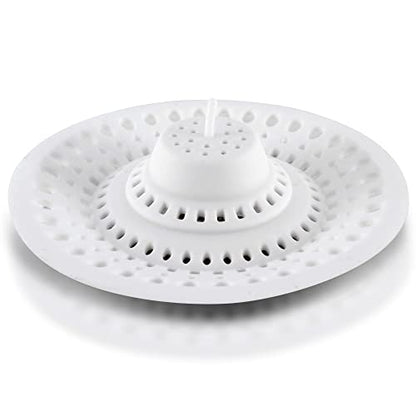 Meadow Lane 4.75-Inch Silicone Drain Hair Catcher, Fits Most Drains, White | Flat silicone cover adjusts to 3 drain setups; 4.75-inch design catches hair on top and lifts off for quick cleaning. - size: 1 Pack