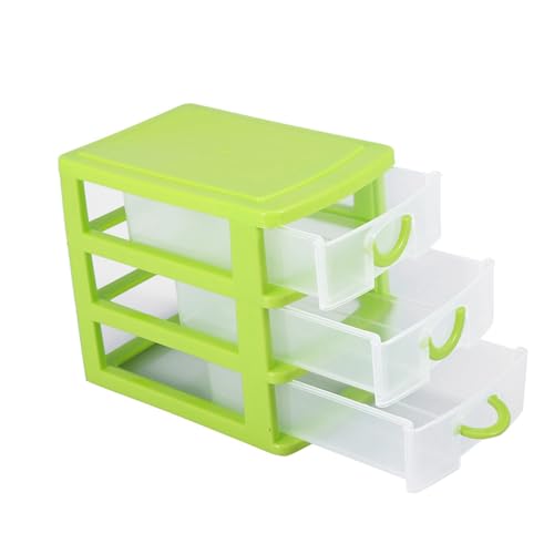 3-Layer Plastic Drawer Organizer for Jewelry, Makeup & Small Items, Space-Saving Storage Box with Dividers, Compact for Bedroom, Bathroom or Office(Green)
